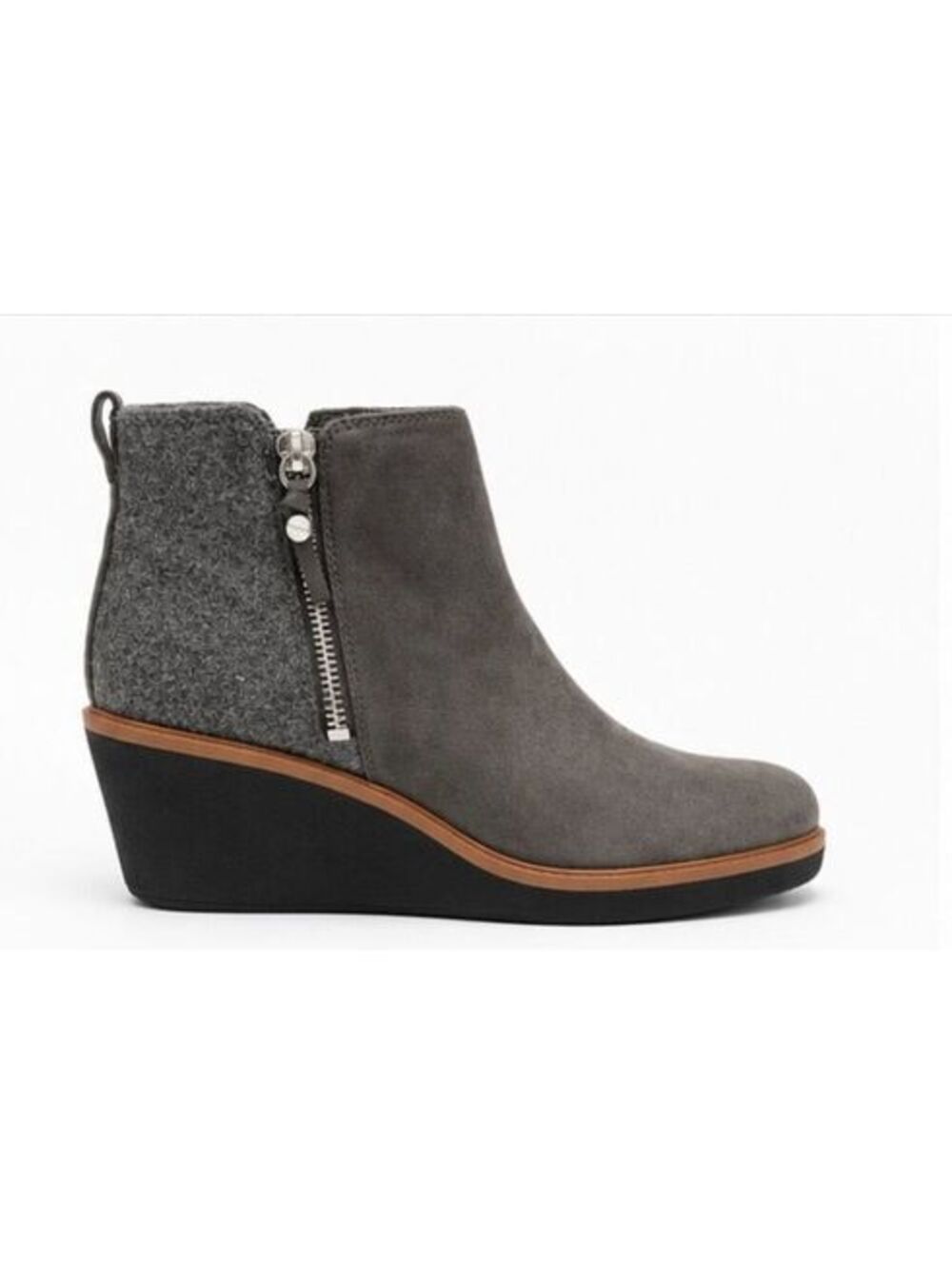 Dr. Scholl's Bianca Gray Fabric Suede Wedge Booties Size 6.5